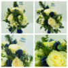 Lumanare de botez parfumata, personalizata Uca150A - h-40cm, diamtrul - 6cm - trandafir, lisianthus, hypericum, accesorii asortate cromatic