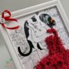 Rama licheni stabilizati Uca135 - rama alba 17x24 cm, grafica personalizata - 'Cat Lover;