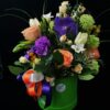 Aranjament floral Uca200 - trandafiri, dianthus, minirose, orhidee, fresia, viburnum, ornithogalum, eucalipt mix green