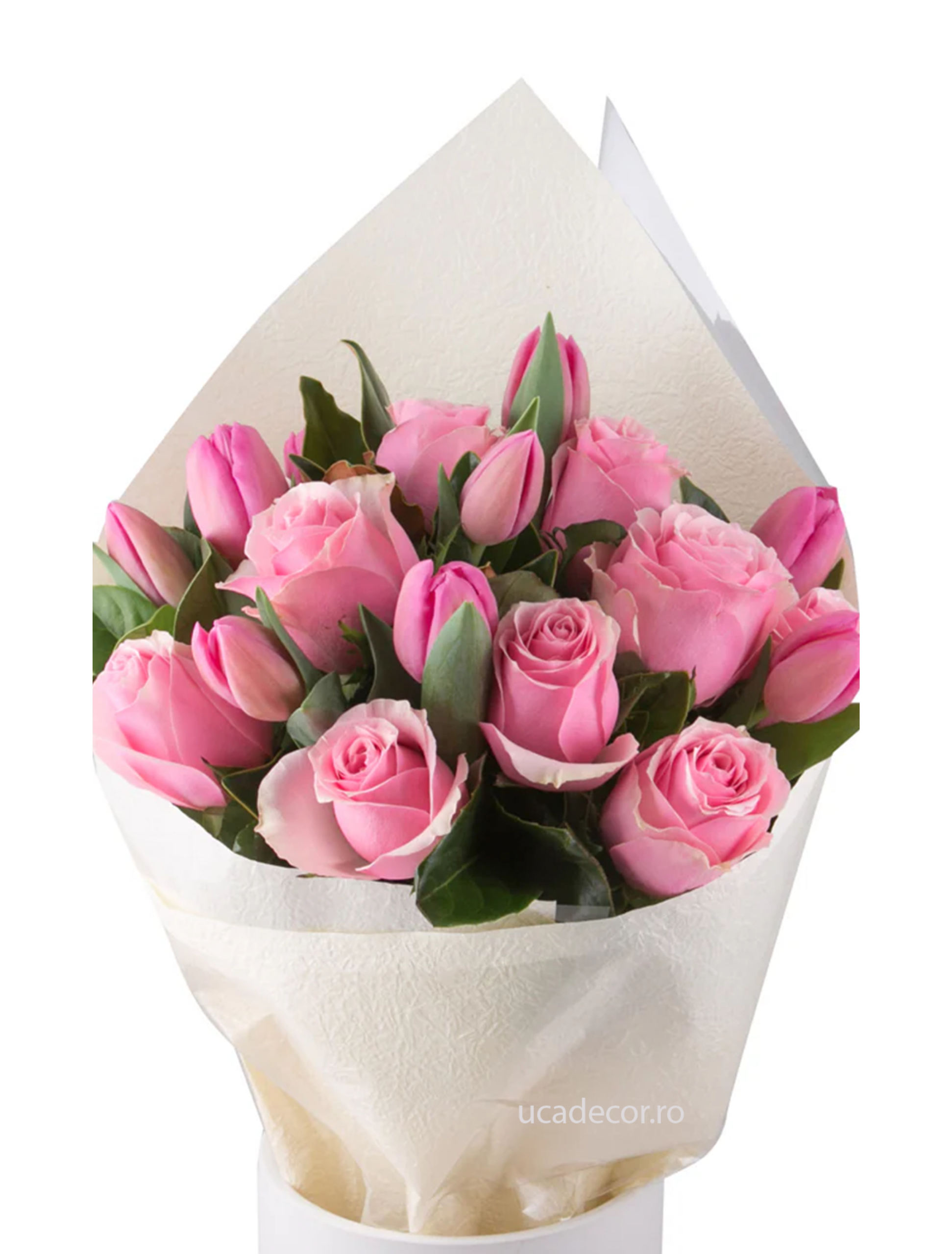 Trandafiri si lalele roz delicat | Florarie în Tulcea - Uca Flowers